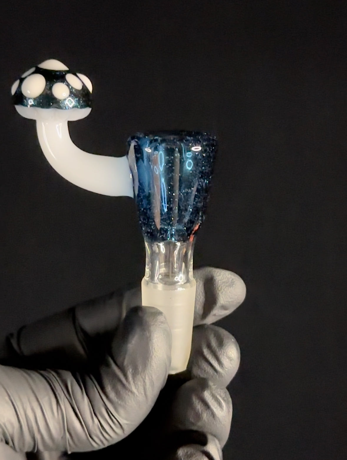 Blue stardust bowlpeice with mushroom handle