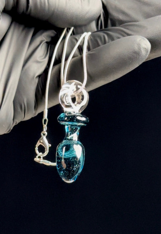 Blue stardust plug pendant