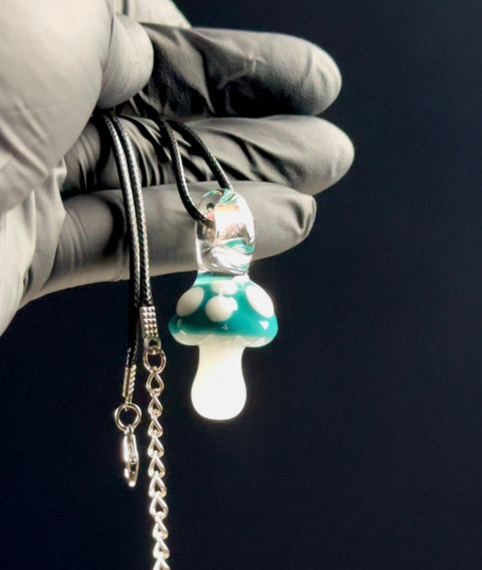 aqua blue mushroom pendant