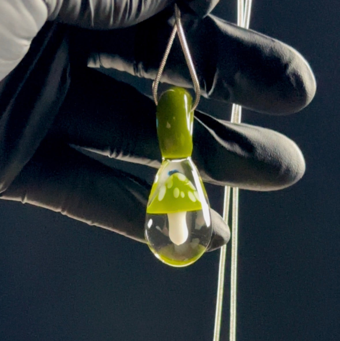 forest green trapped mushroom pendant