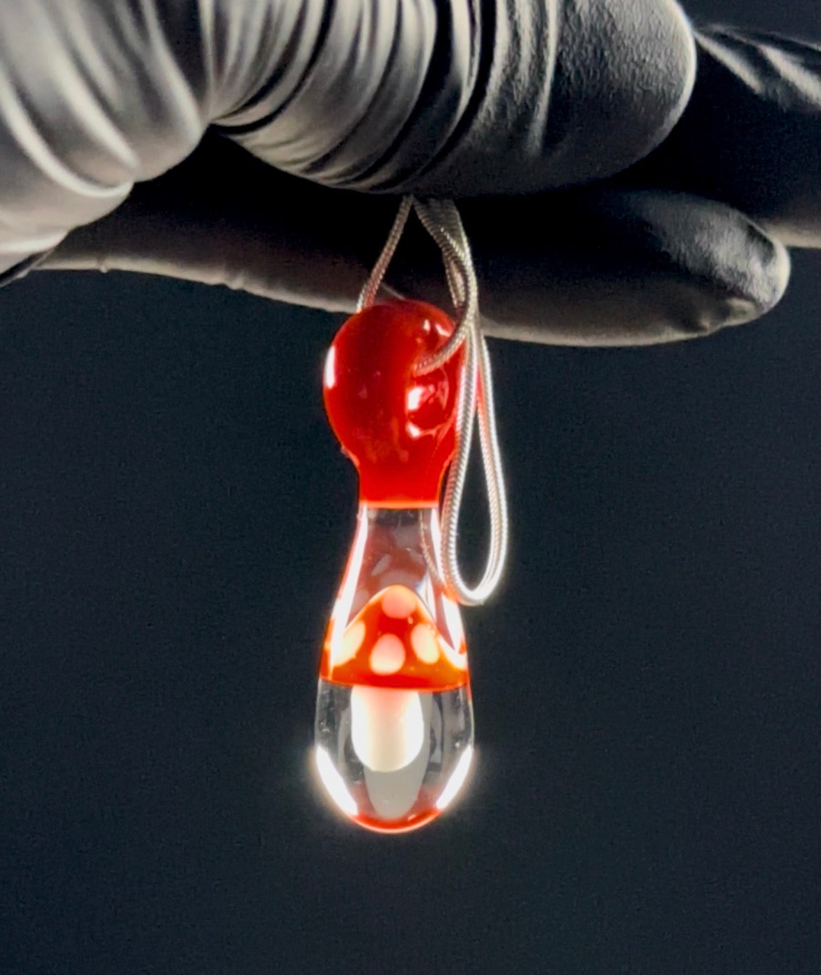 red trapped mushroom pendant