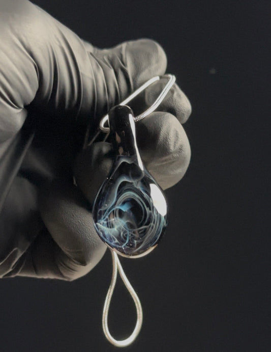 silver fume over galaxy nebula pendant  #215