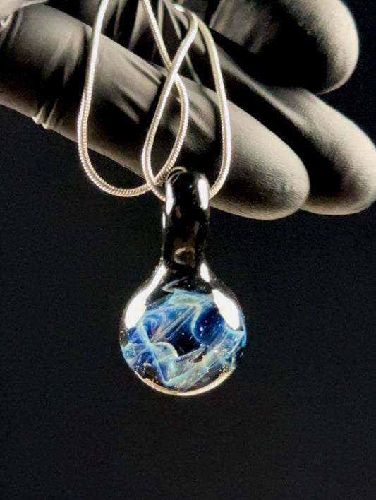 silver fume on galaxy pendant #214