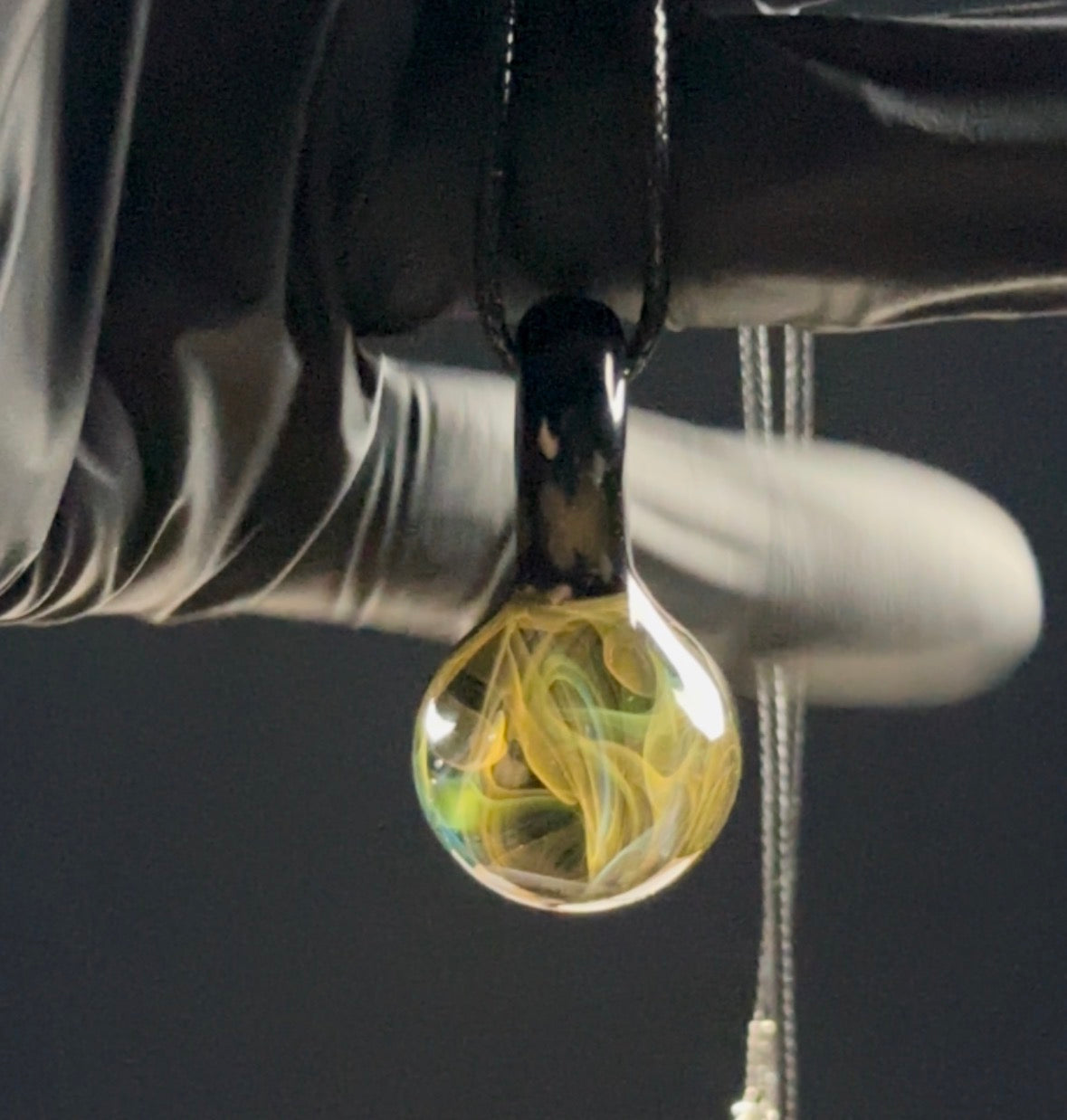 gold and silver fume over galaxy nebula style pendant