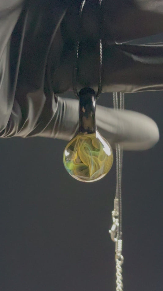 gold and silver fume over galaxy nebula style pendant